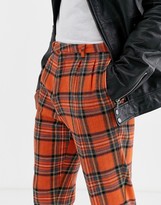 Thumbnail for your product : Twisted Tailor tapered cropped trousers in orange tartan