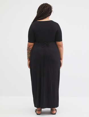 Motherhood Maternity Plus Size Tie Back Maternity Dress-Solid Black-1X