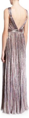 Catherine Deane Metallic V-Neck Sleeveless Knitted Dress