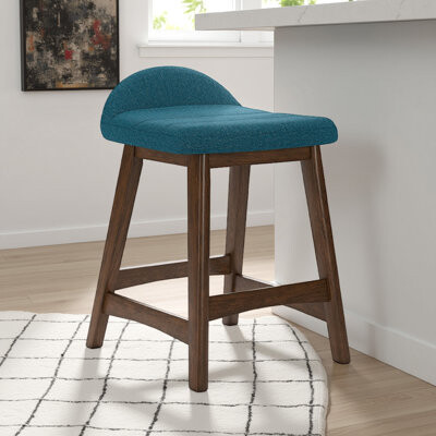 Benjara Jeyn Counter Stool With Footrest Set Of 2, Brown Wood