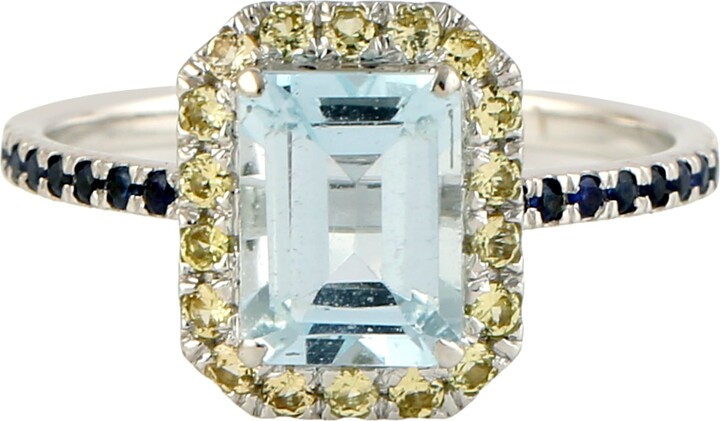 Artisan Women's 18K White Gold With Aquamarine Multi Sapphire