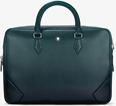 Montblanc Mens British Green Meisterstück Leather Top-Handle Leather Briefcase