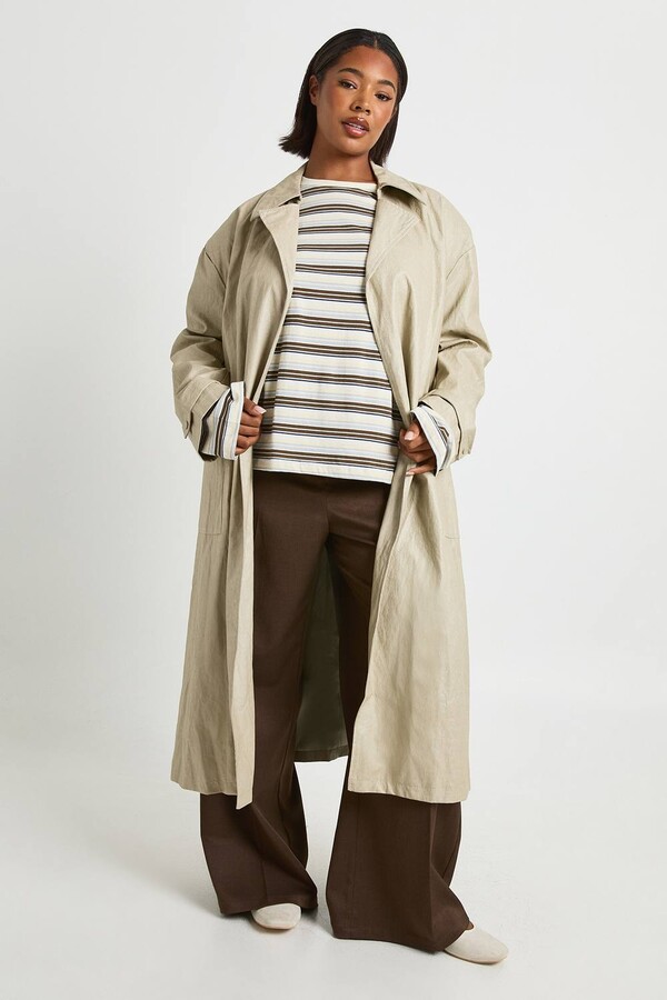 boohoo Plus Vintage Look Faux Leather Trench Coat ShopStyle