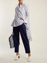 Thumbnail for your product : Stella McCartney Buckle Detail Wide Leg Wool Trousers - Womens - Blue