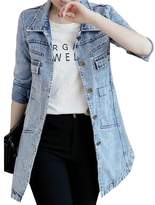 Thumbnail for your product : JXG Women Plus Size Long-SleeveBig Pockets Denim Trench Coat Jacket US L