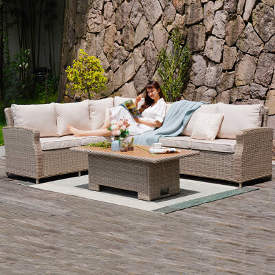 Grand Patio 6 - Person Outdoor Wicker Corner Sofa