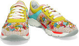Thumbnail for your product : Rene Caovilla Rene' Caovilla Embellished Color-block Lace And Leather Sneakers