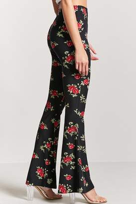 Forever 21 Floral Stretch-Knit Flare Pants