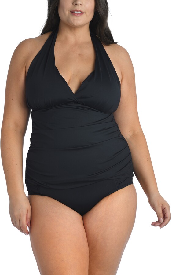 black halter tankini swim top