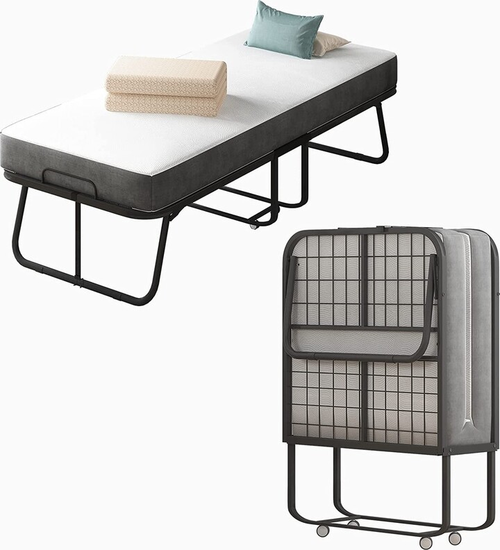 Mixoy Folding Bed with Mattress,Space Saving Fold Up Bed for Easy