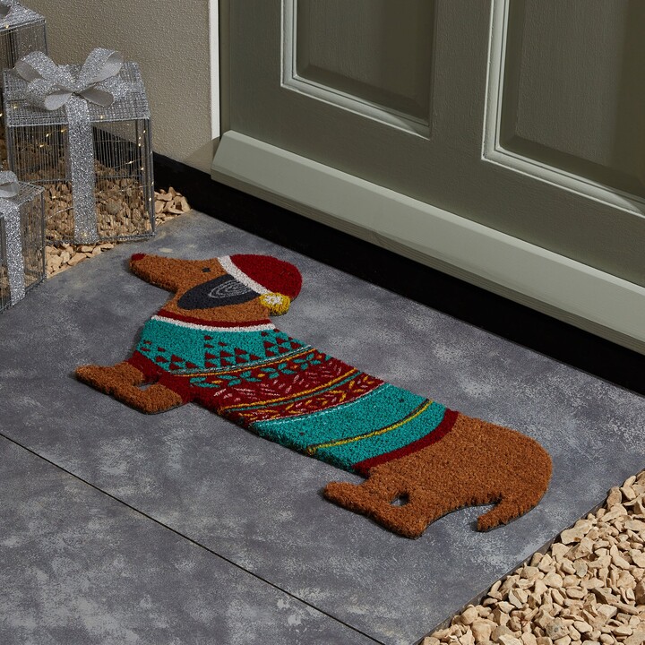 Dunelm Bertie Christmas Shaped Coir Doormat MultiColoured ShopStyle