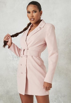Hot Pink Gold Button Blazer Dress | Dresses | PrettyLittleThing