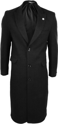 TruClothing.com Mens Full Lenth Overcoat Mac Jacket Wool Feel Charcoal Black 1920s Blinders - Charcoal m
