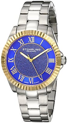 Stuhrling Original Women's Quartz Watch with Blue Dial Analogue Display and Silver Stainless Steel Bracelet 743.03