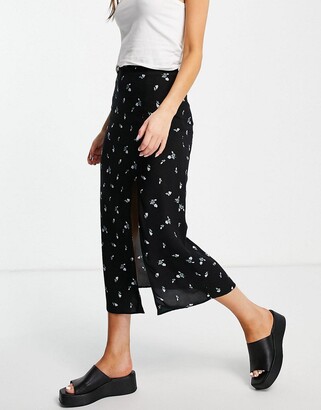 ASOS DESIGN skirt trouser with split detail in black