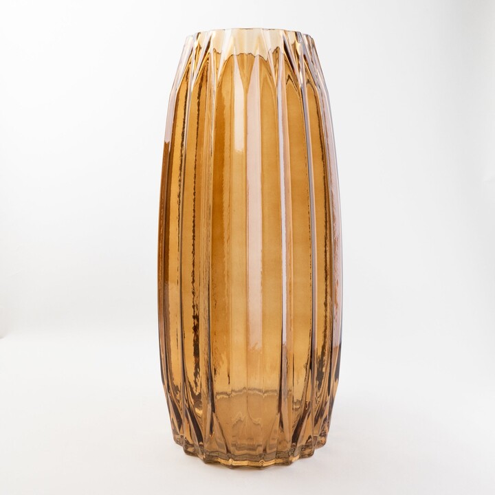 Dunelm Ridged Glass Vase Amber 40cm Orange - ShopStyle