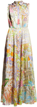 Adriana Iglesias Tucson Summer Tiered Silk Maxi Shirtdress