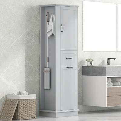 Ebern Designs Modern Tall Storage Cabinet – Tilt-Out Compartment Adjustable Shelves 80LBS Capacity Soft-Close Hinges Aluminum Alloy Handles Perfect For Bathroo
