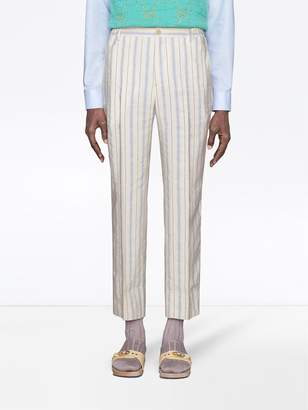 Gucci Striped silk linen pant