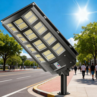 caimen 8000W Solar Street Light, 120000 Lumens Bright Outdoor LED Security Light With Motion Sensor, 240° Wide Angle Waterproof Design For Parking Lots, Yard