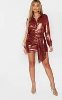 Thumbnail for your product : PrettyLittleThing Bronze Metallic Button Front Shirt