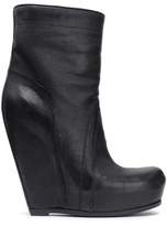 Thumbnail for your product : Rick Owens Textured-Leather Wedge Ankle Boots