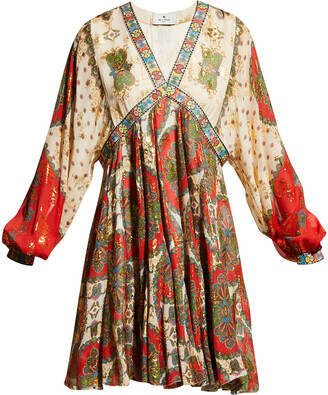 Etro Irima Paisley-Print Metallic Floral Jacquard Dress