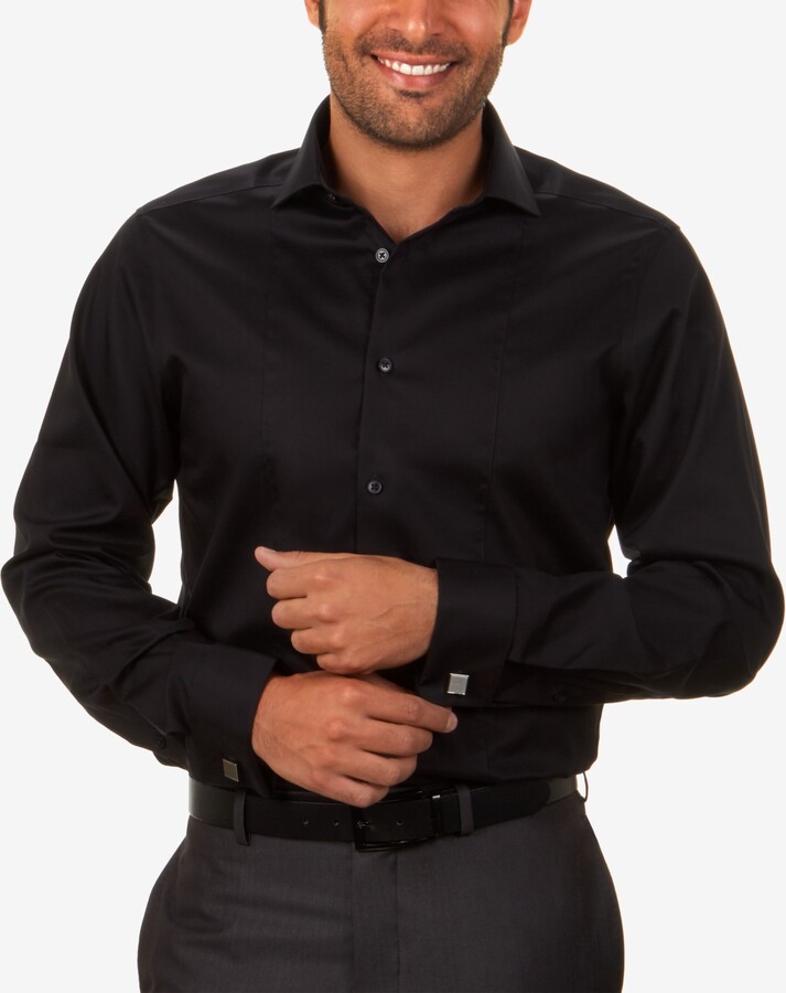 Calvin Klein Steel Men's Slim-Fit Non-Iron Performance Herringbone French  Cuff Dress Shirt - ShopStyle