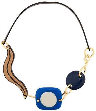 Marni abstract leather corded necklace