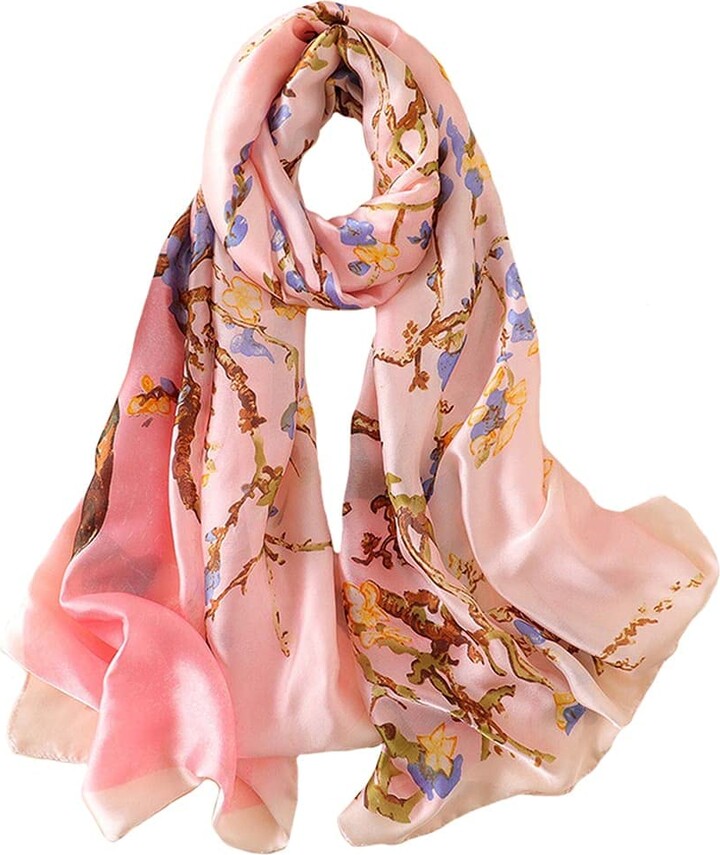 Trillion London Spring Collection | Pink Floral Silk Scarf | Ladies  Lightweight Scarves | Size - 180 cm x 90 cm - ShopStyle