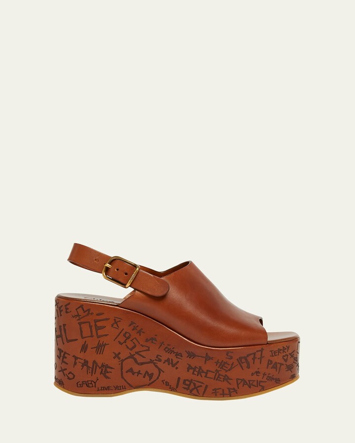 Chloé Maxime Leather Slingback Platform Sandals
