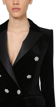 Alexandre Vauthier Double Breast Velvet Blazer W/ Crystals