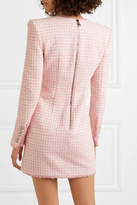 Thumbnail for your product : Balmain Wrap-effect Button-embellished Tweed Mini Dress - Pink