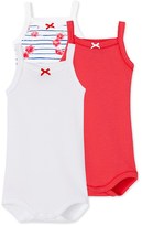 Thumbnail for your product : Petit Bateau Pack of 3 baby girl bodysuits with straps