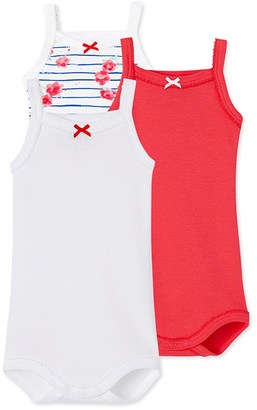 Petit Bateau Pack of 3 baby girl bodysuits with straps