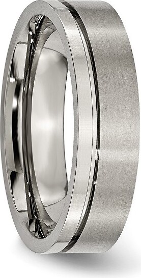 ChiselTitaniumBrushedandPolished6mmGroovedBandRing