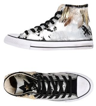 silver leather converse