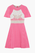 Thumbnail for your product : Valentino Lace And Velvet-paneled Embroidered Silk Crepe De Chine Mini Dress