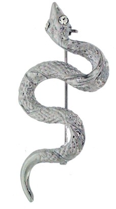Jodie Rose Polished Silver Colour Metal Snake Brooch with Clear Crystals
