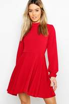 Thumbnail for your product : boohoo Petite High Neck Long Sleeve Skater Dress
