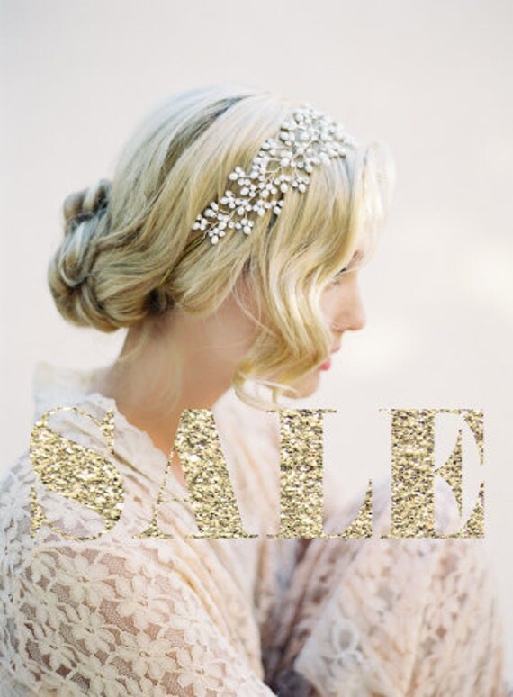 Etsy Wired Pearl & Crystal Bridal Wedding Headband Gold Rhinestone & Headpiece Hair Accessory Band 1503