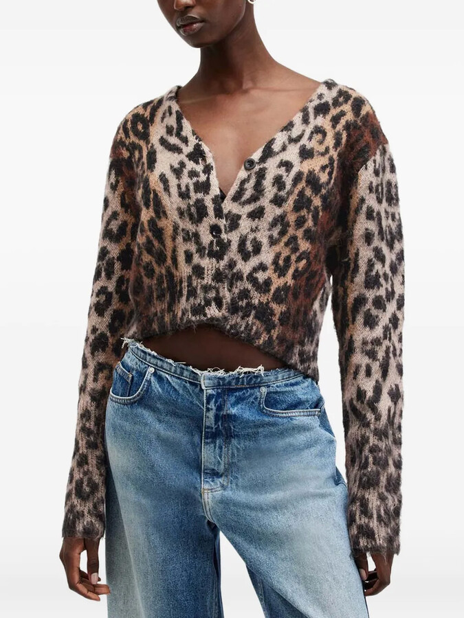 AllSaints Wick Lex leopard-print cardigan - ShopStyle