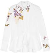 Erdem Liya White Embroidered Poplin Shirt