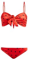 Thumbnail for your product : Ganni Rosedale Polka-dot Bandeau Bikini - Red Print