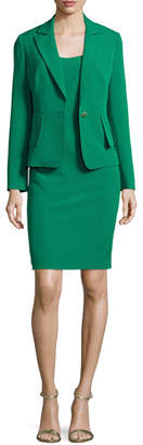 Albert Nipon Structured Stretch Crepe Sheath Dress w/ Jacket, New Emerald