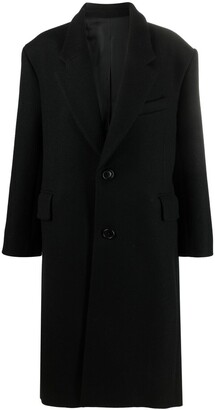 Single-breasted wool-blend coat in grey - Ami Paris
