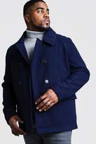 Thumbnail for your product : boohoo Big & Tall Classic Wool Look Pea Coat