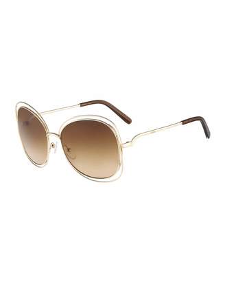 Chloé Carlina Butterfly-Frame Sunglasses, Rose Golden