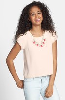 Thumbnail for your product : Elodie Back Button Crochet Trim Tee (Juniors)