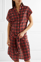 Thumbnail for your product : R 13 Tie-front Plaid Flannel Shirt Dress - Red